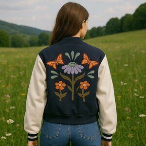 PacSun Women Varsity Jacket Size XS/S Fairy Whimsy Festival Boho Y2K Cottagecore
